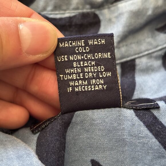 Sonoma Mens L Hawaiian Button Down Shirt Blue Aloha Tropical Camp Beach Flowers - Picture 11 of 14